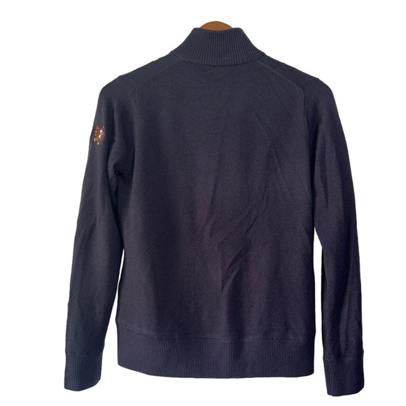 Fairway & Greene Abbey merino wool windsweater zip up turtleneck navy sweater - Picture 4 of 8